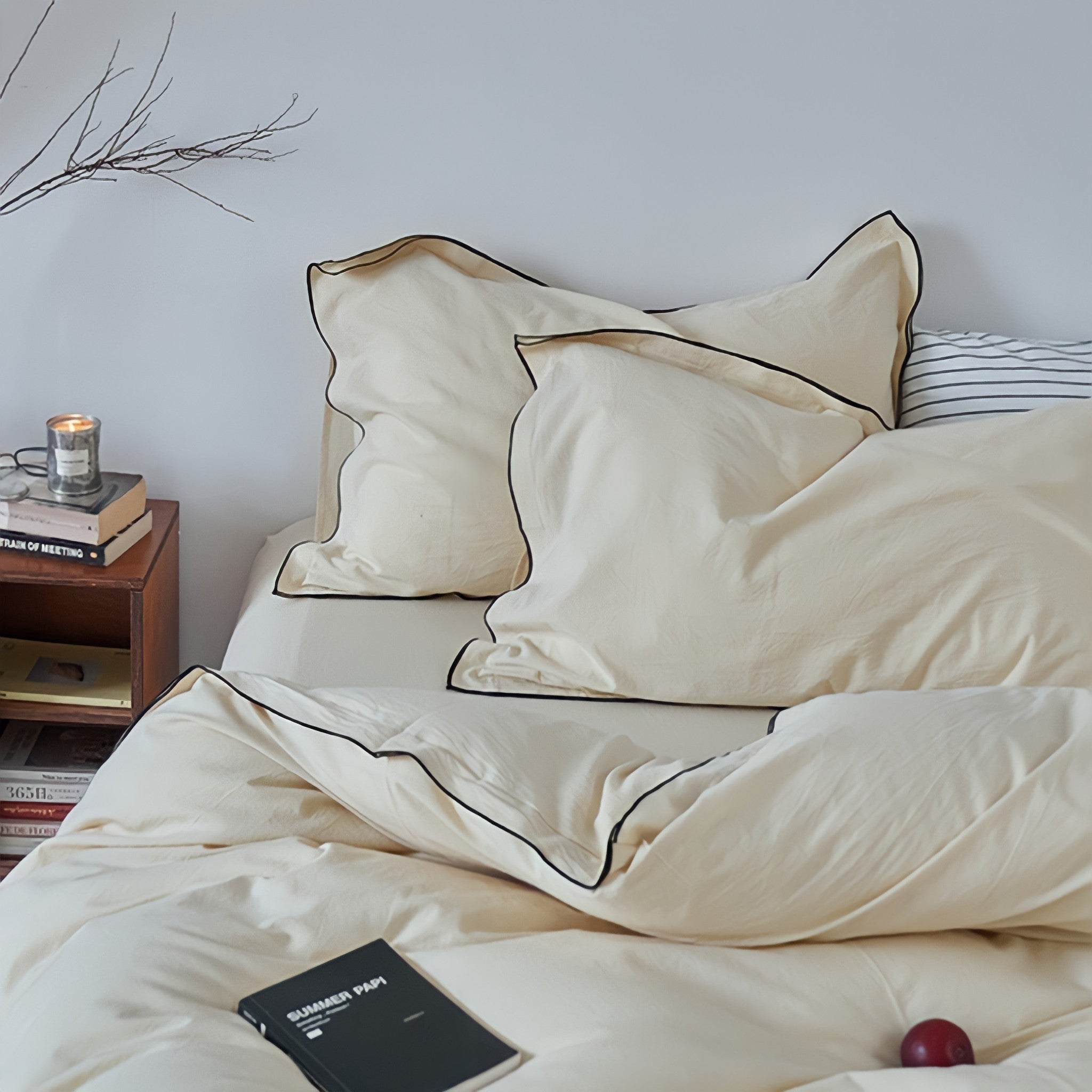 パイピングウォッシュドコットン寝具セット 