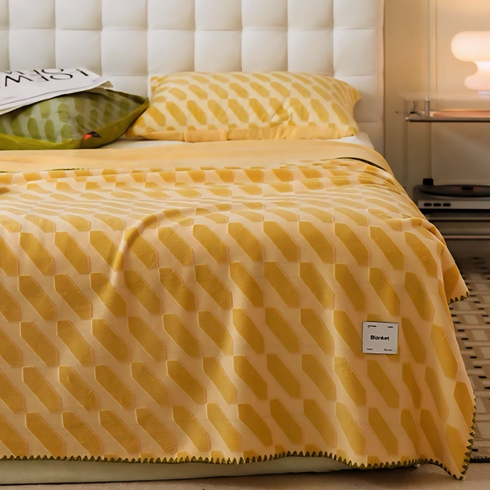 立体柄カラフルフリースブランケット 