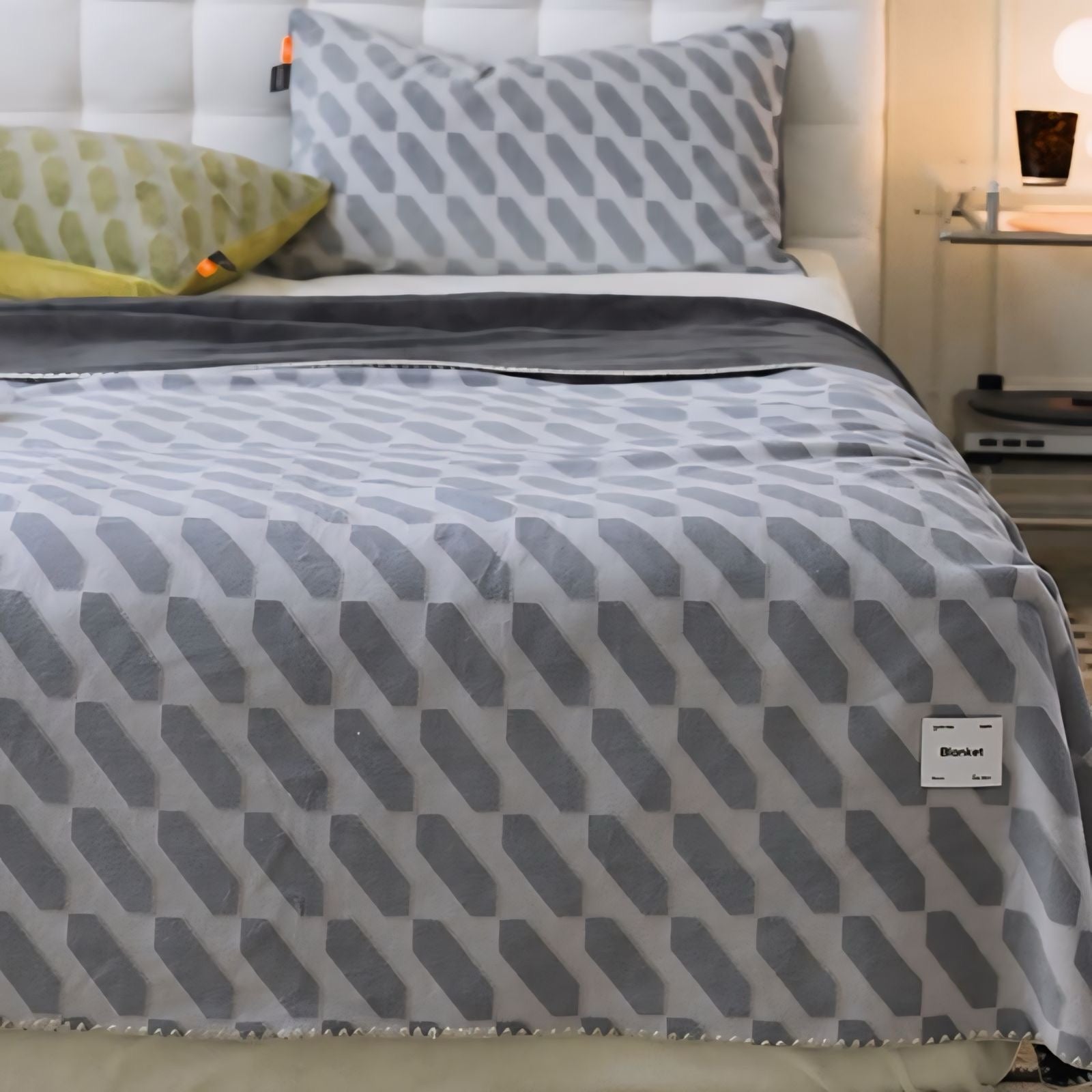 立体柄カラフルフリースブランケット 