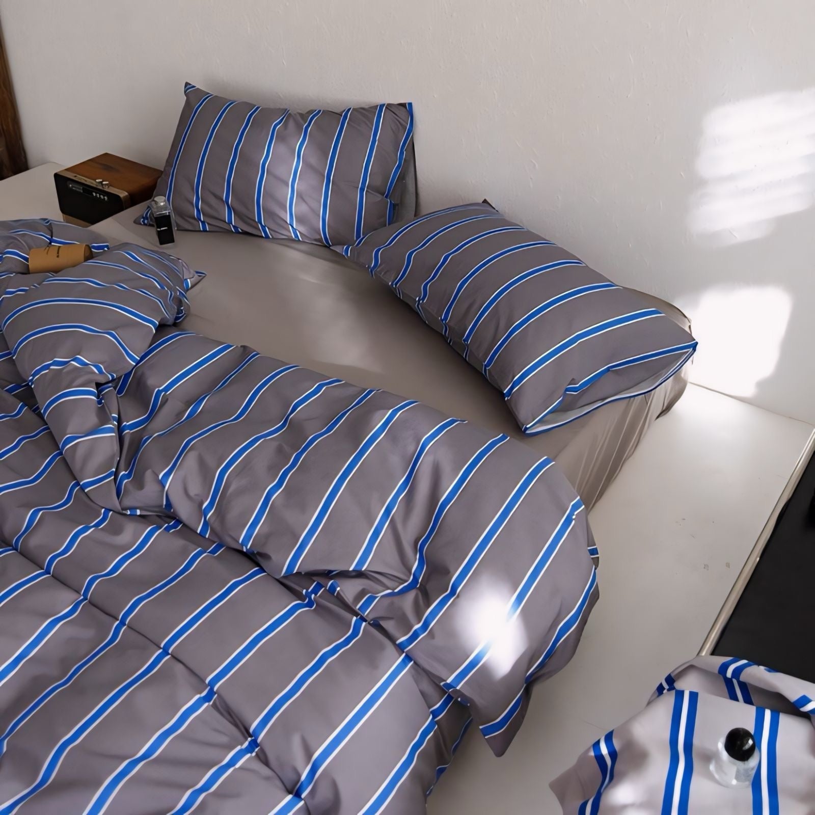グレーブルーストライプ寝具セット kocol