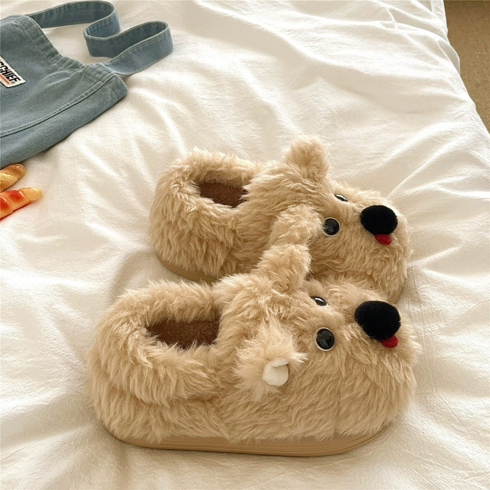 ふわふわ舌ペロドッグルームシューズ ミルクティー