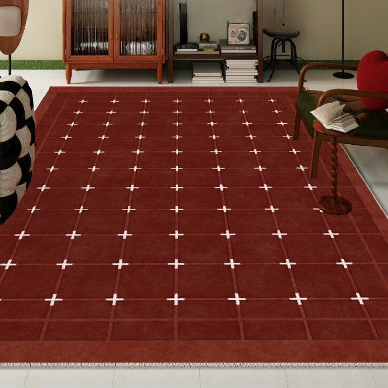 Red Retro Rug Carpet