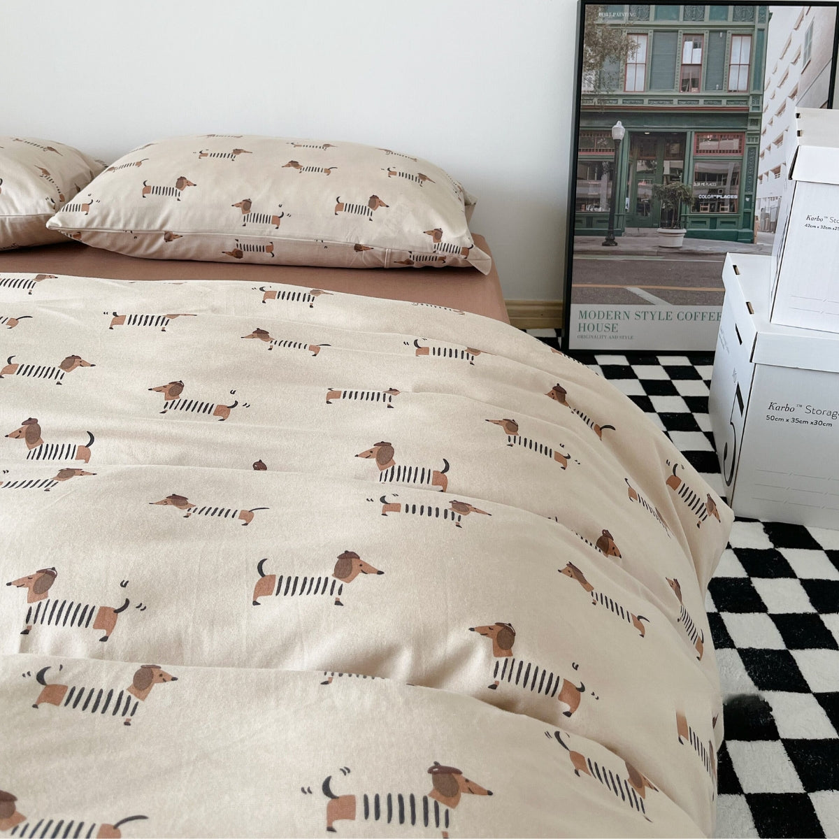 Dachshund pattern bedding set