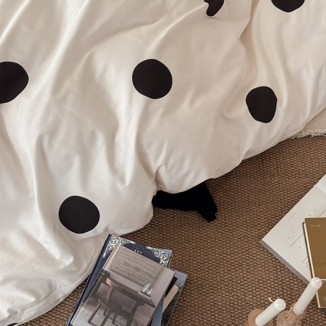Random Dot Pure Cotton Bedding Set - Black