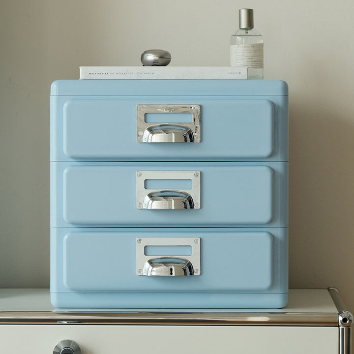 アーカイヴレトロ3段デスク収納 ブルー