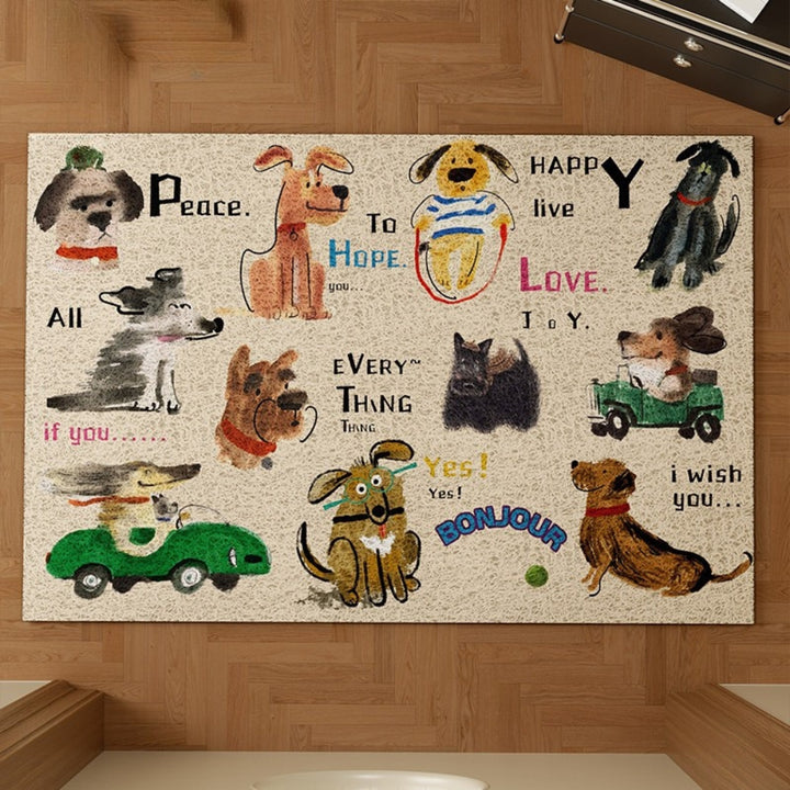 ドッグスケッチドアマット アイボリー