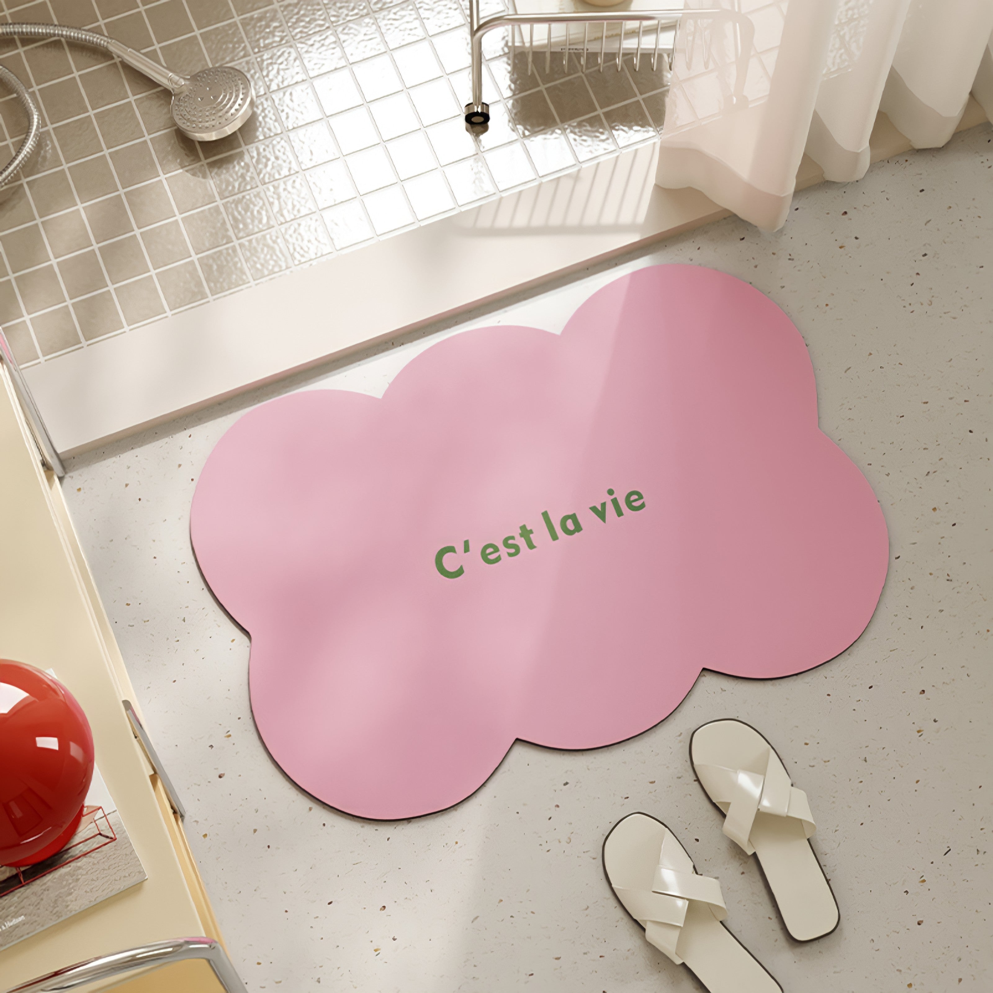 Scallop Macaron Color Bath Mat