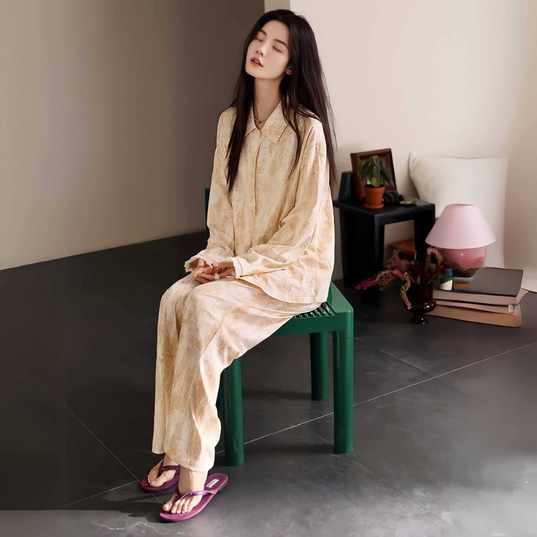 Soft cotton apricot pajamas