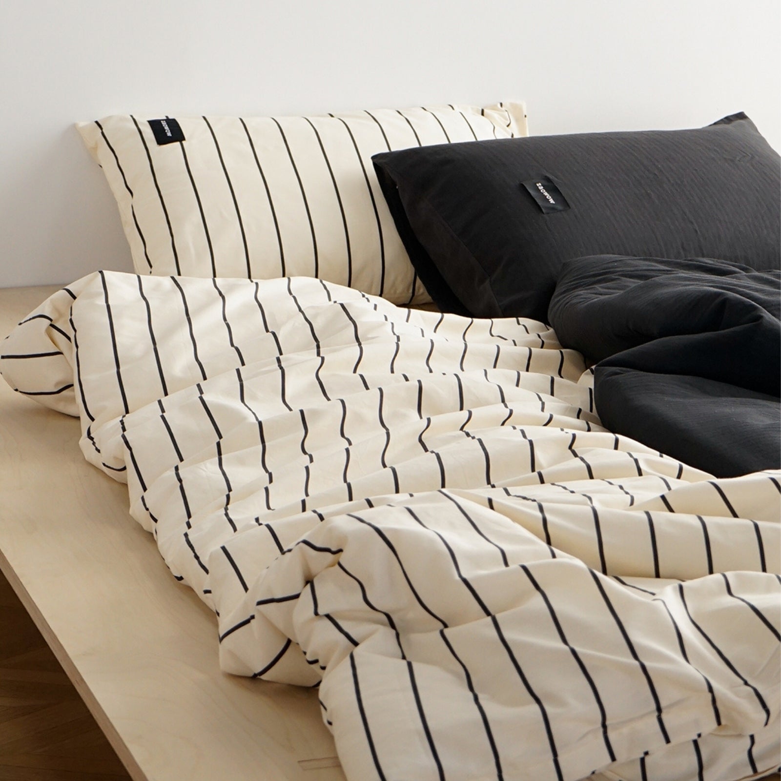 シングル布団カバー枕カバーセット パラレルブラック