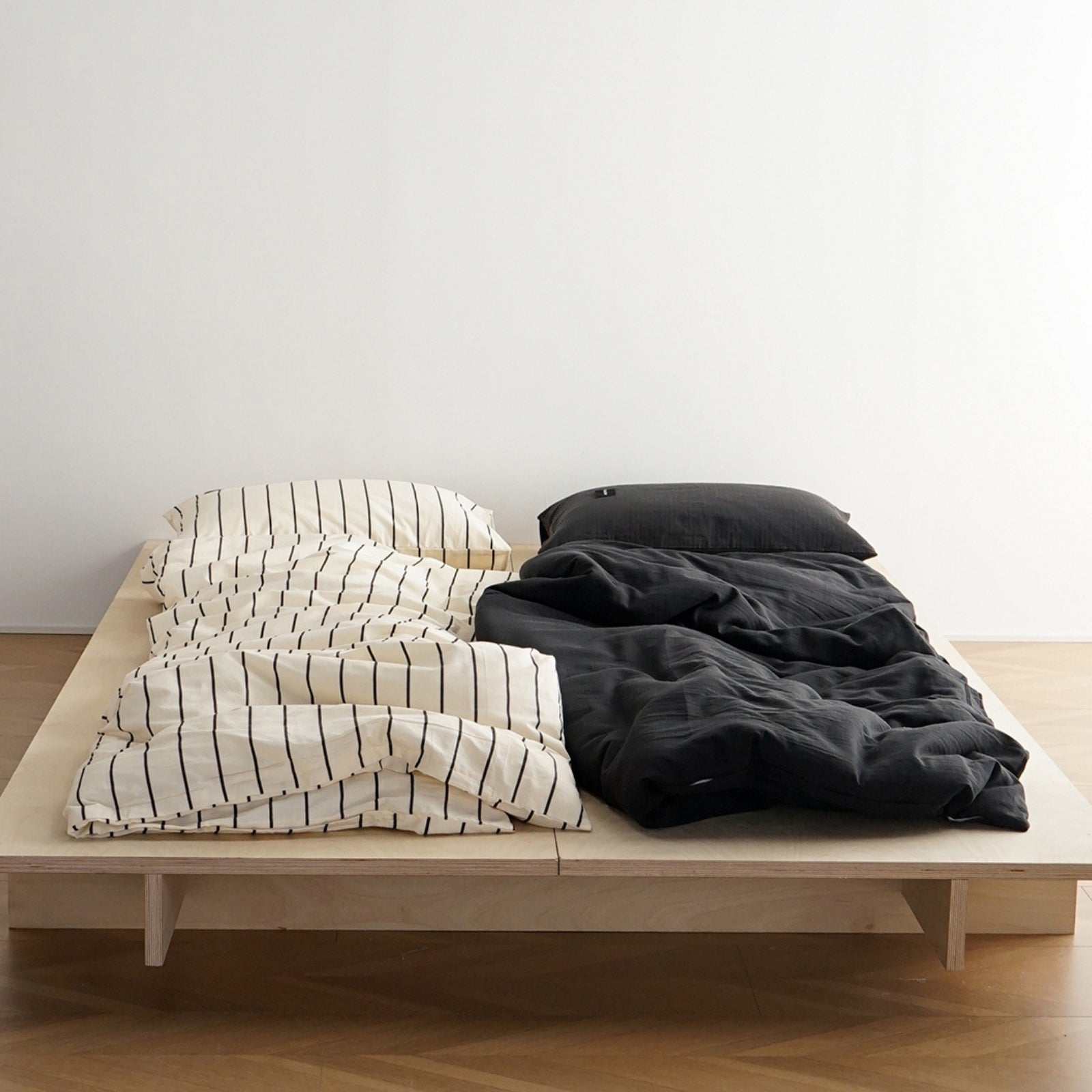 シングル布団カバー枕カバーセット パラレルブラック