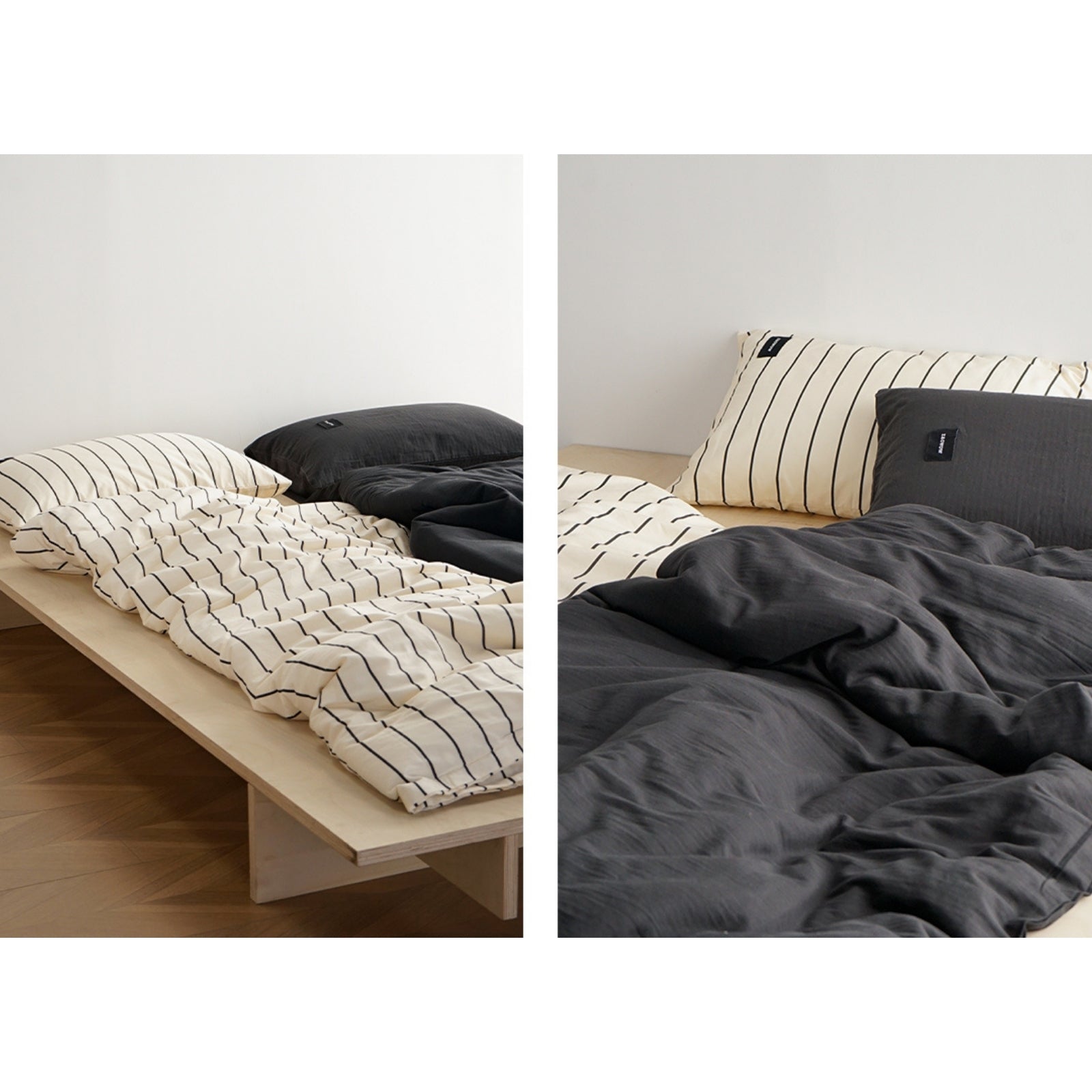 シングル布団カバー枕カバーセット パラレルブラック