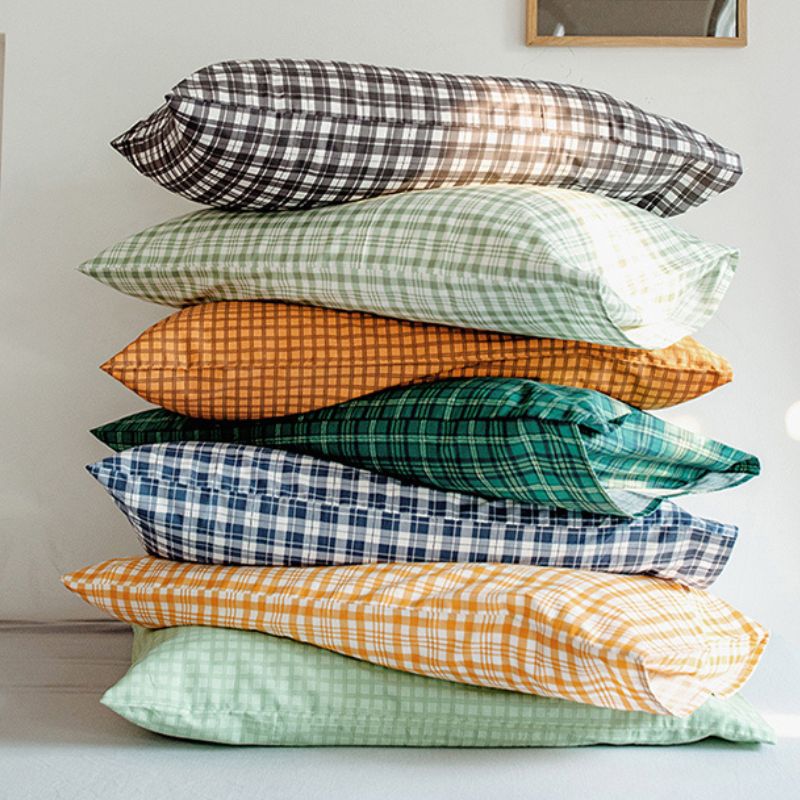 シンプルチェック柄コットン枕カバー2枚セット kocol