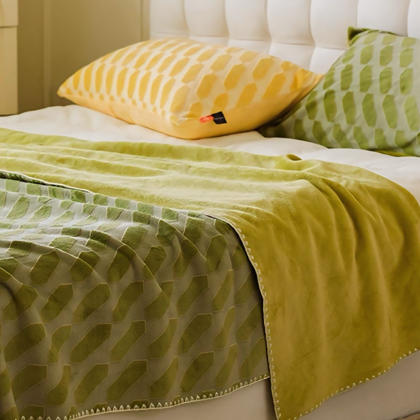 立体柄カラフルフリースブランケット 