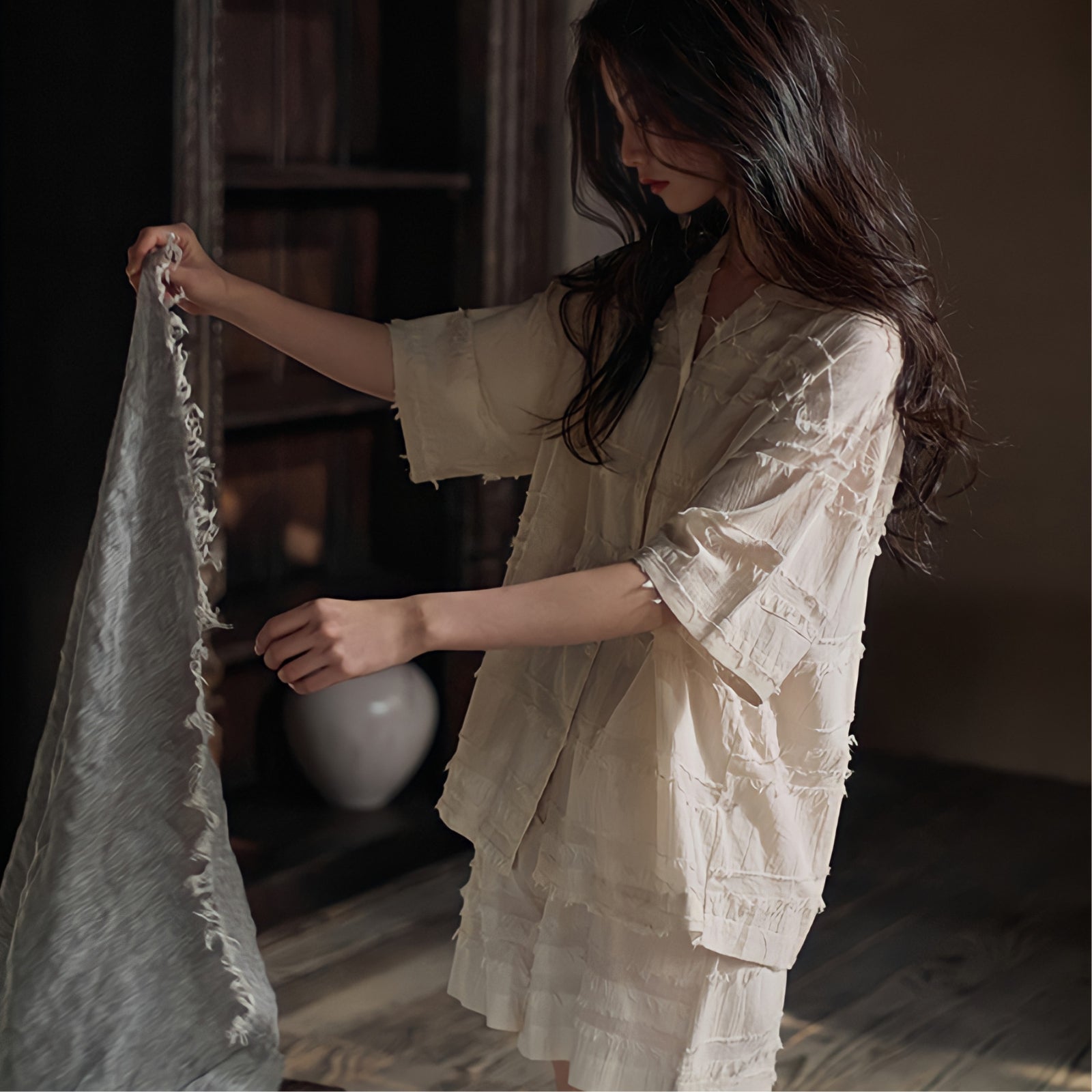 Fringe design cotton summer pajamas