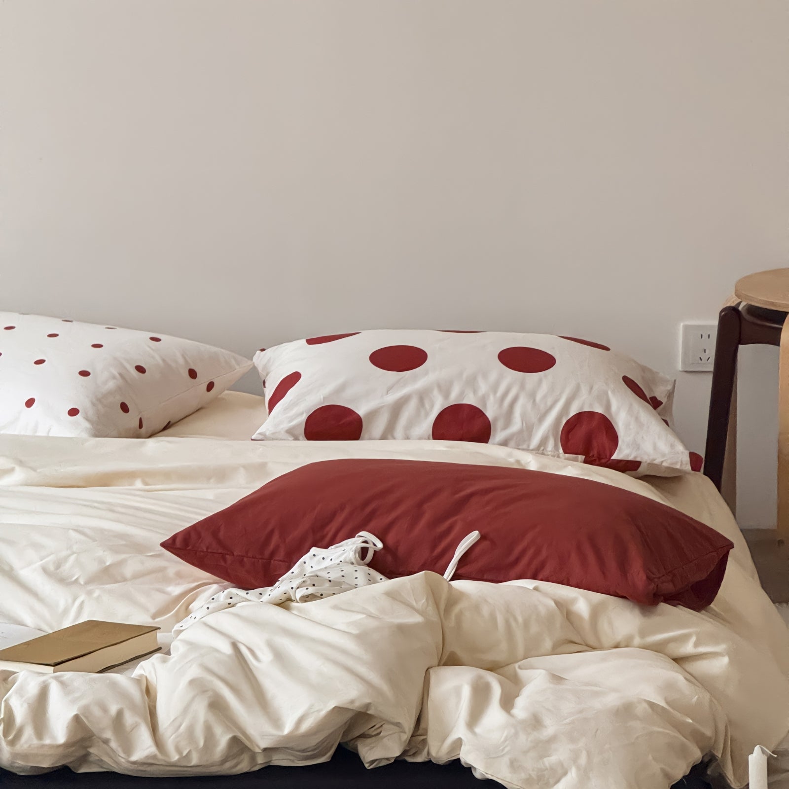 Random Dot Pure Cotton Bedding Set - Red