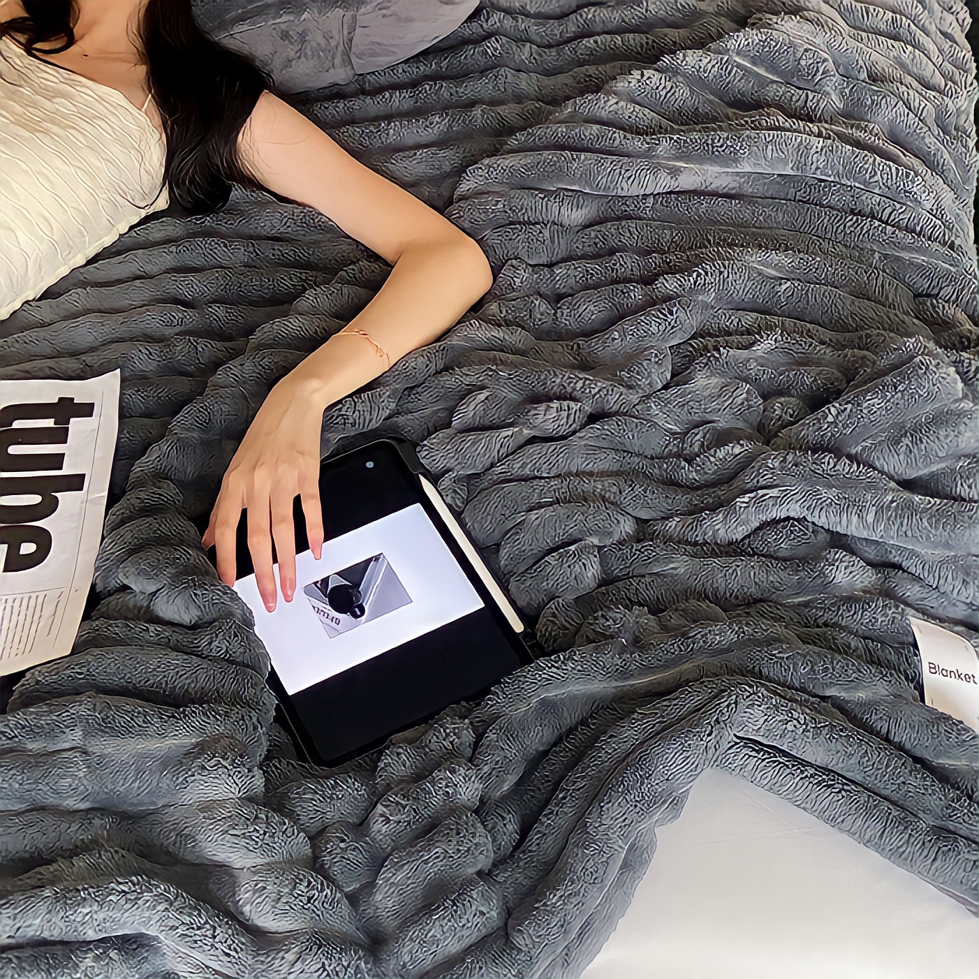 Colorful fluffy blanket 