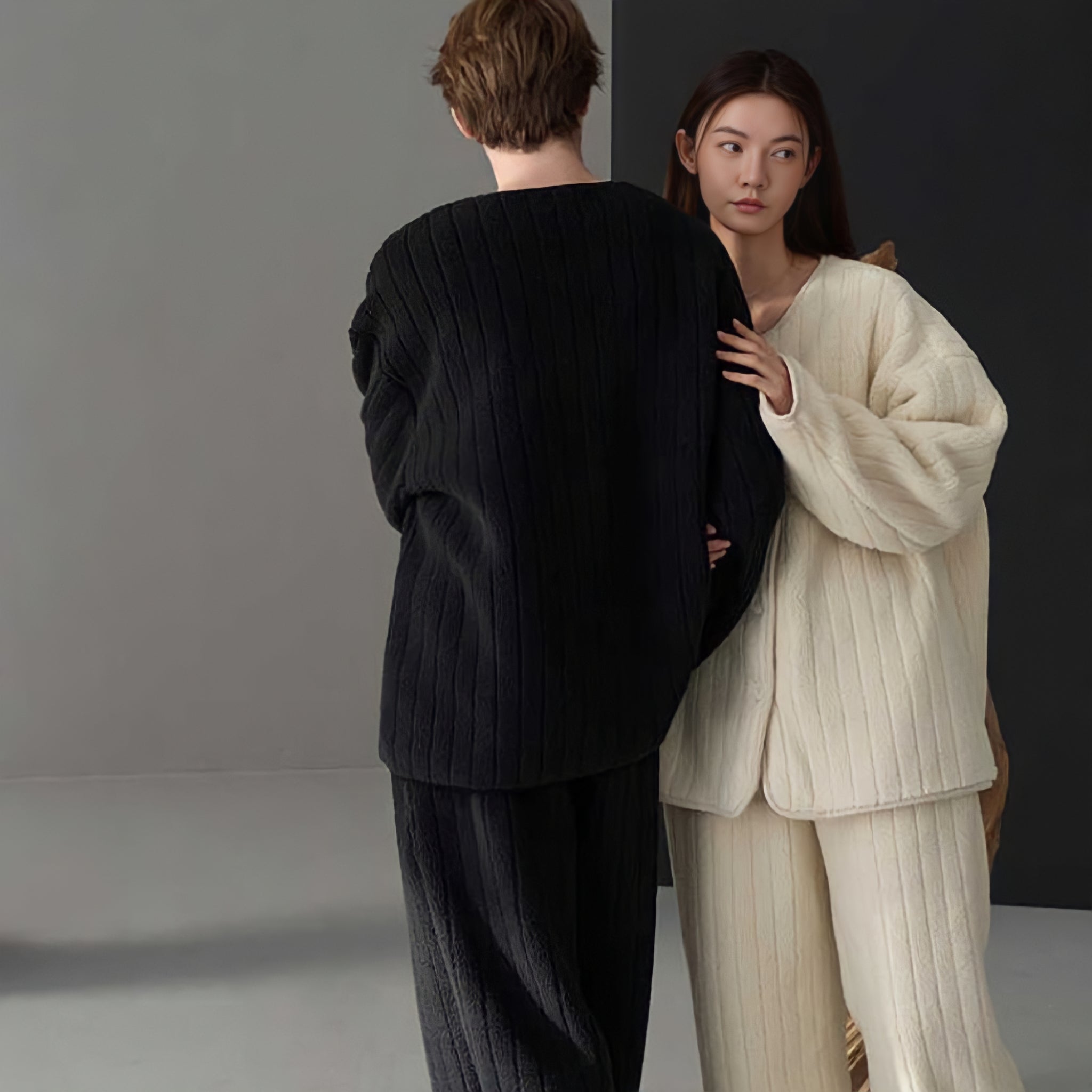 ふわもこフリースストライプルームウェア