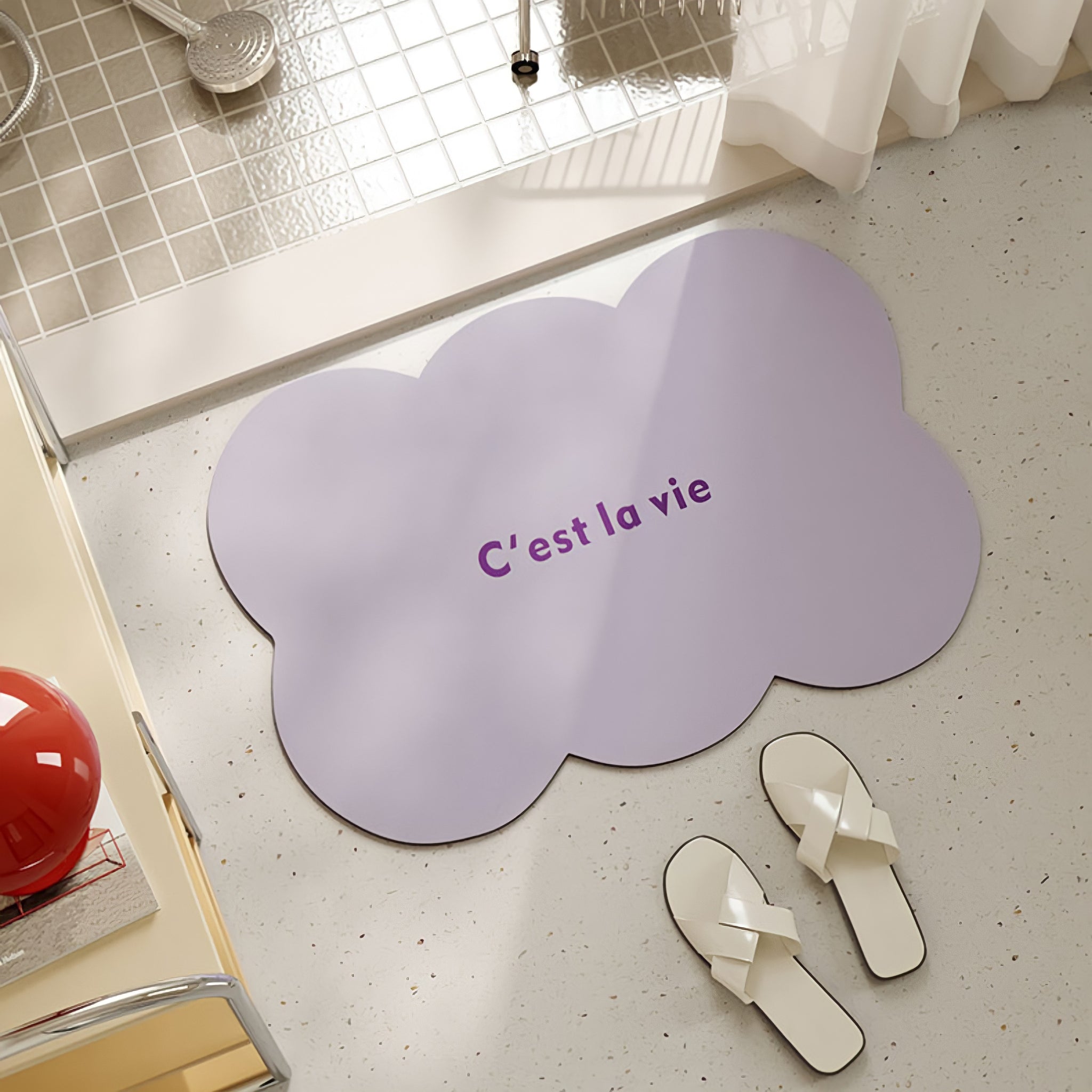 Scallop Macaron Color Bath Mat