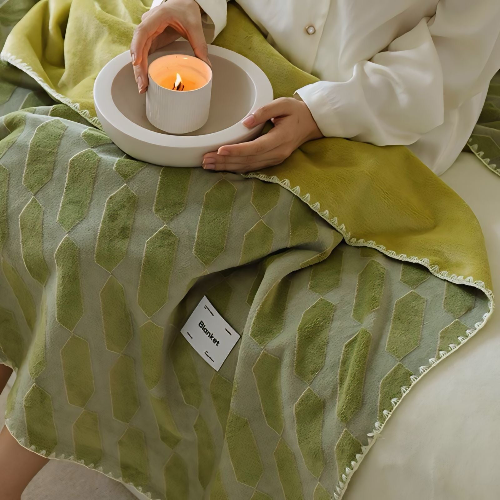 立体柄カラフルフリースブランケット 