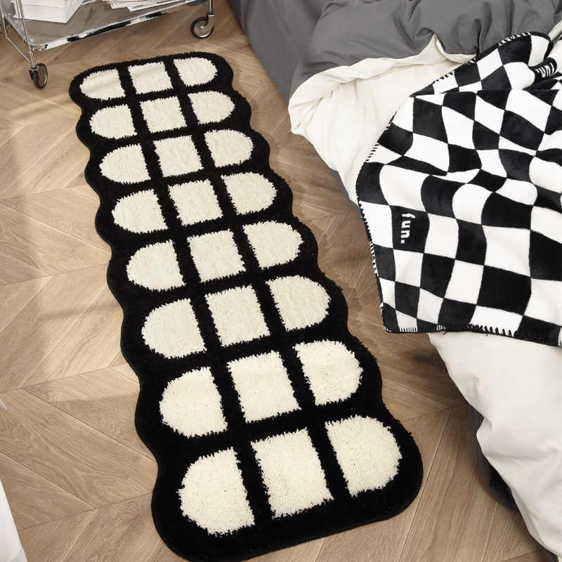 Black and white long rug