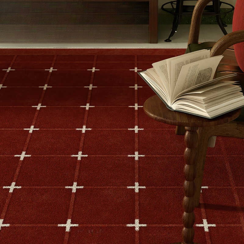 Red Retro Rug Carpet