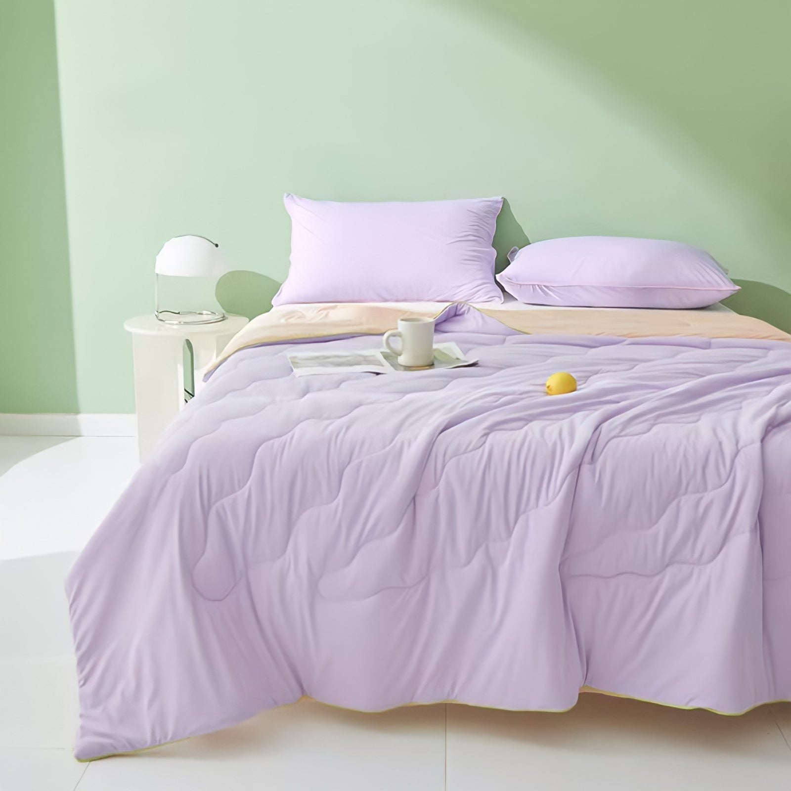 Soft color antibacterial cooling blanket Yellow purple
