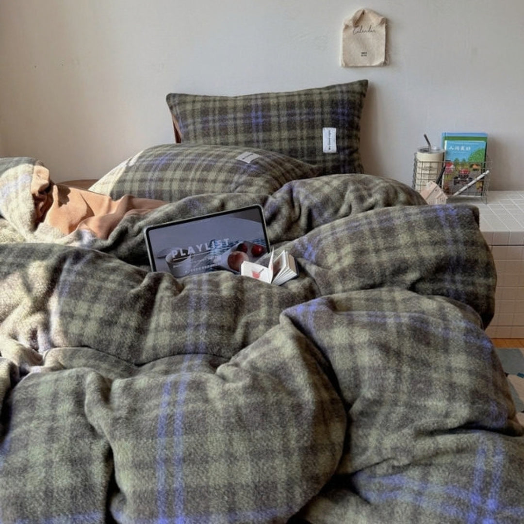 Classic Check Flannel Bedding Set Green
