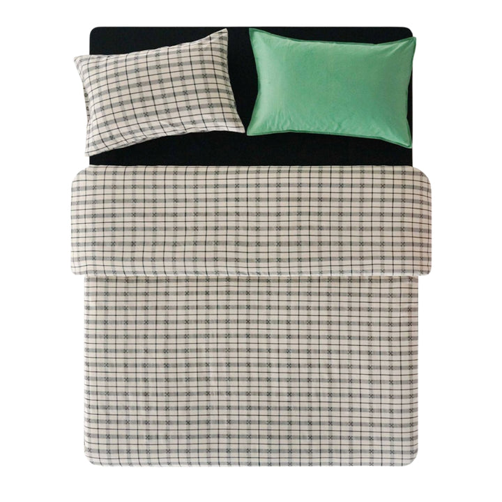 Pure Cotton Checkered Bedding Cover, Black