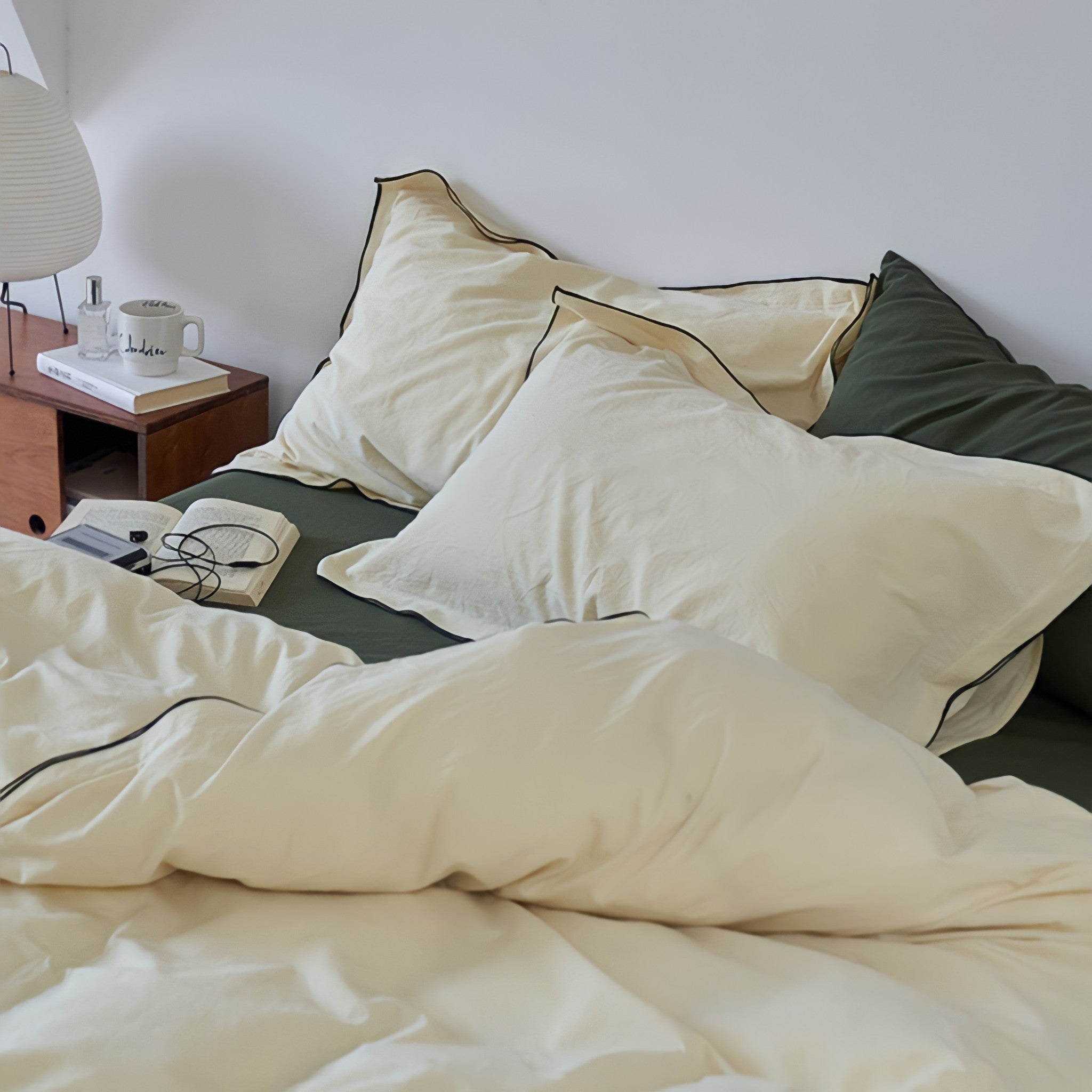 パイピングウォッシュドコットン寝具セット 