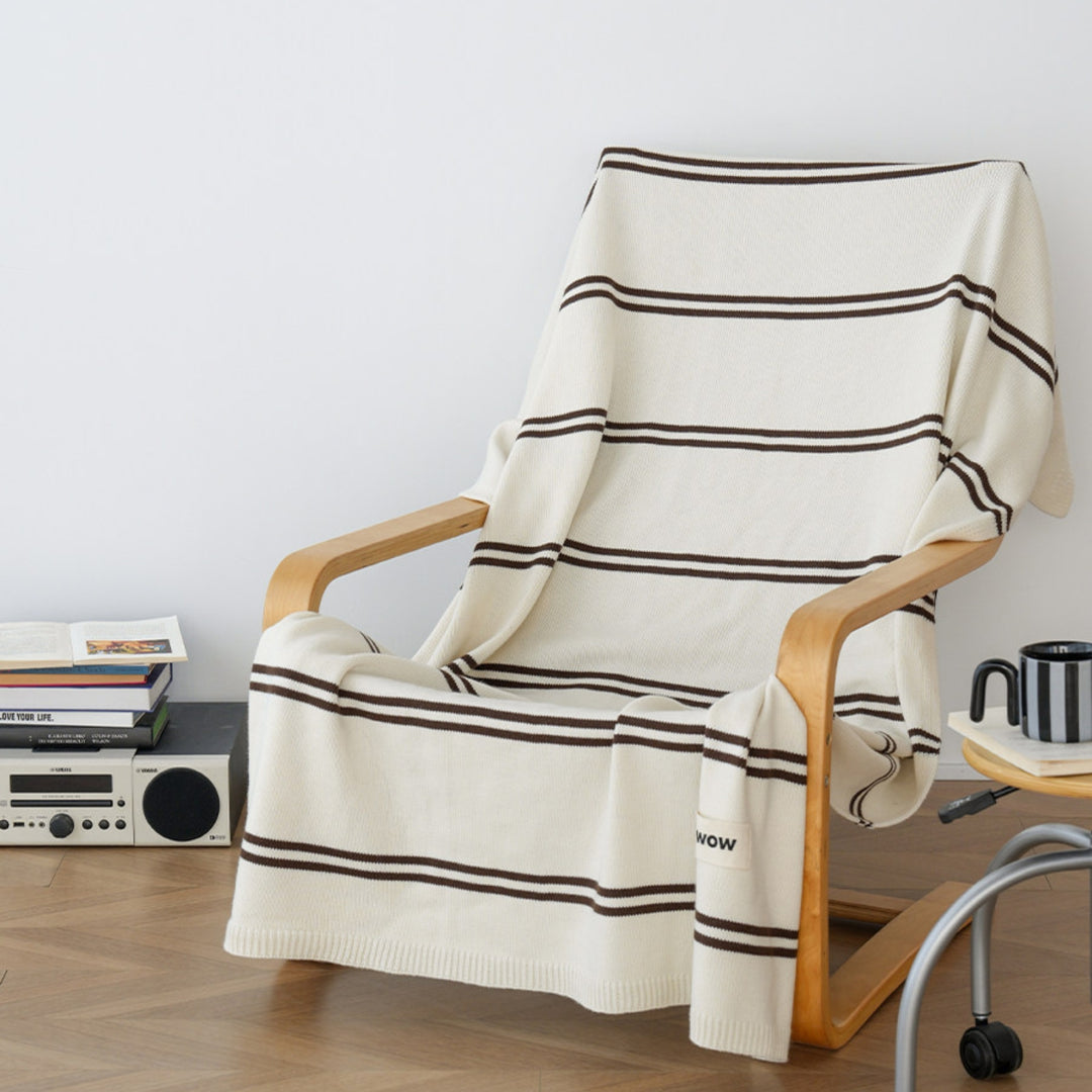 Brown Stripe Knit Blanket