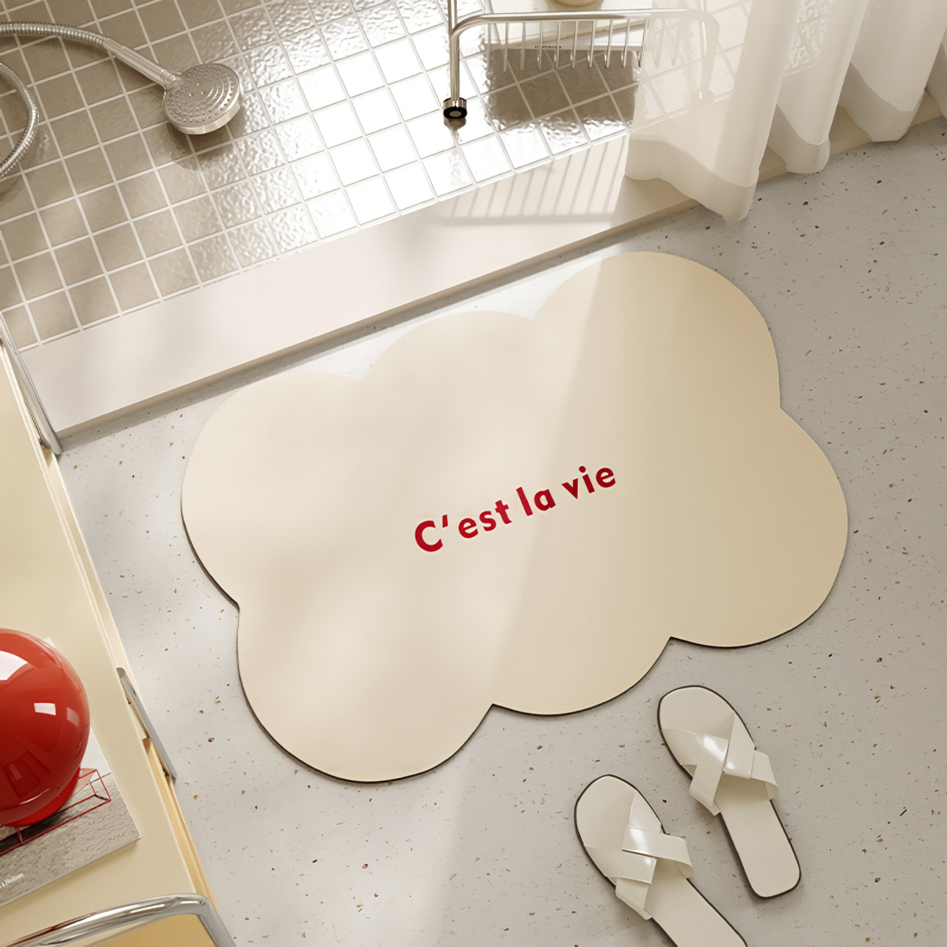 Scallop Macaron Color Bath Mat