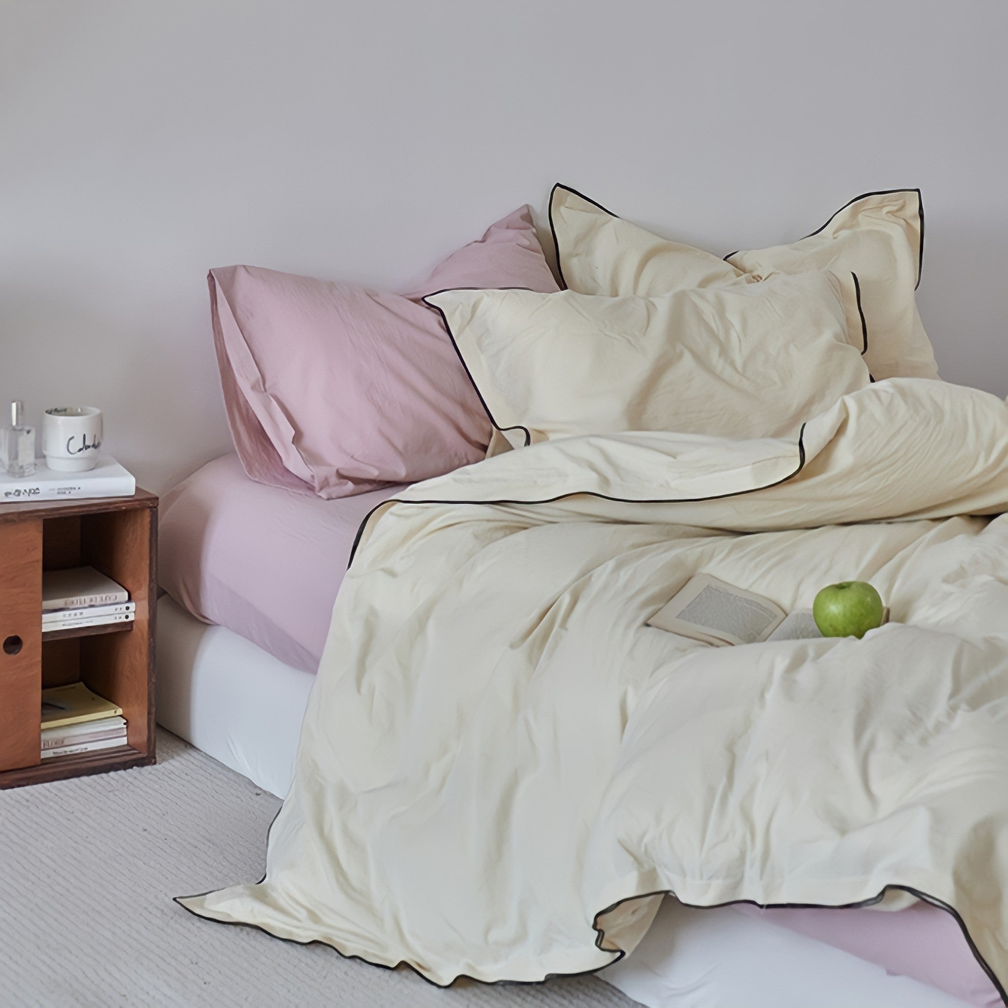 パイピングウォッシュドコットン寝具セット 