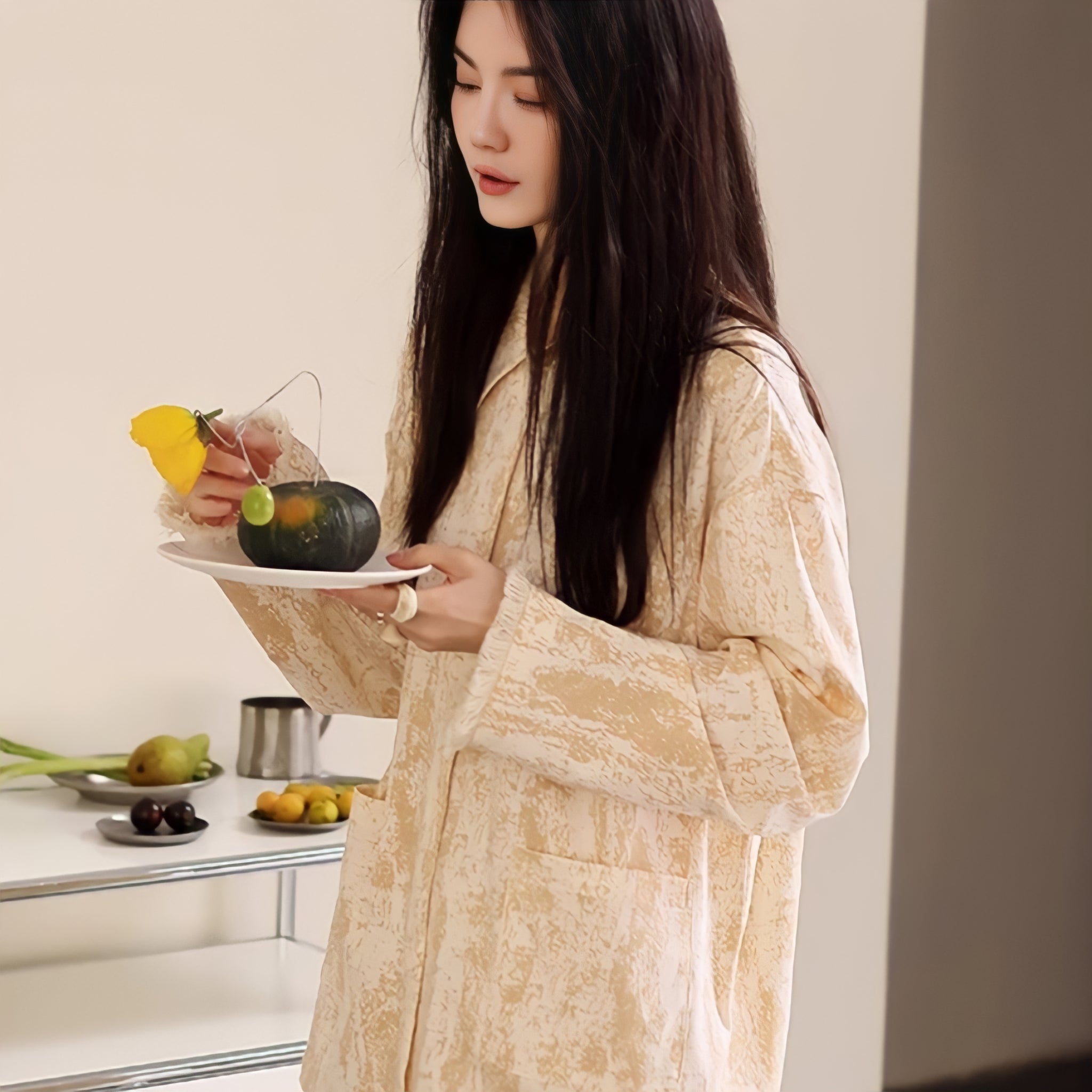 Soft cotton apricot pajamas