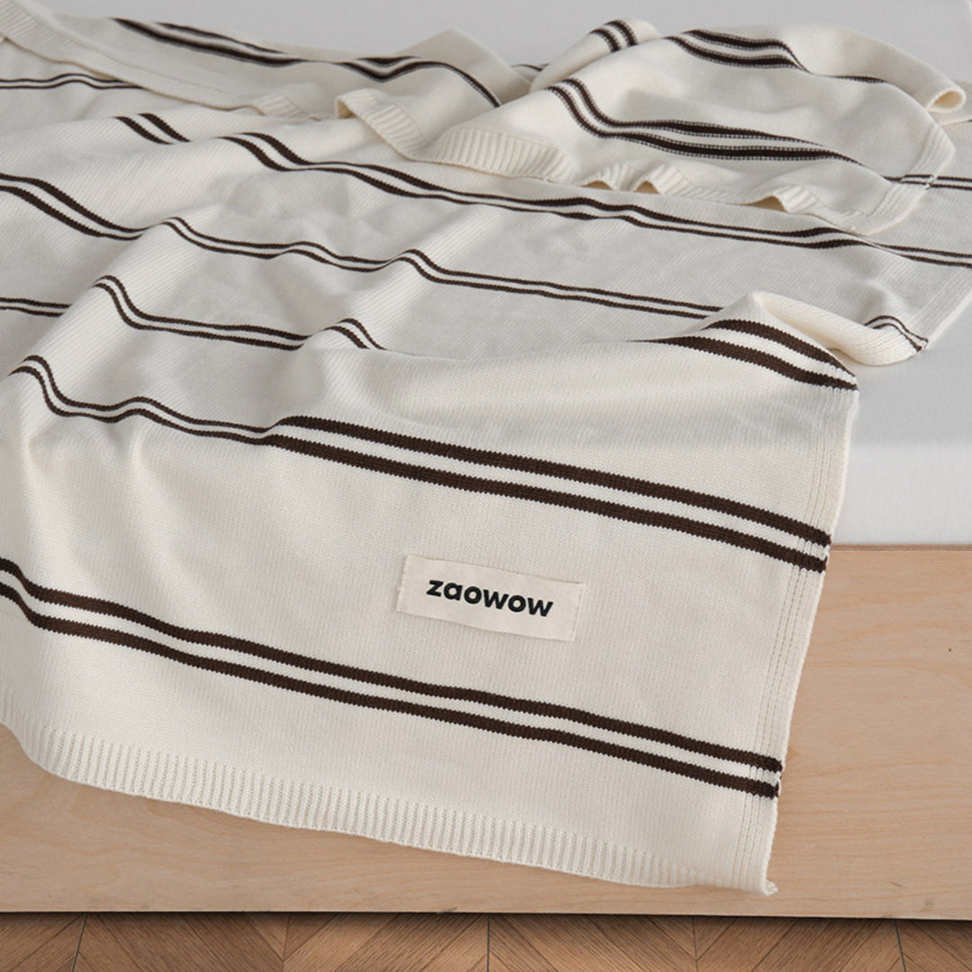 Brown Stripe Knit Blanket