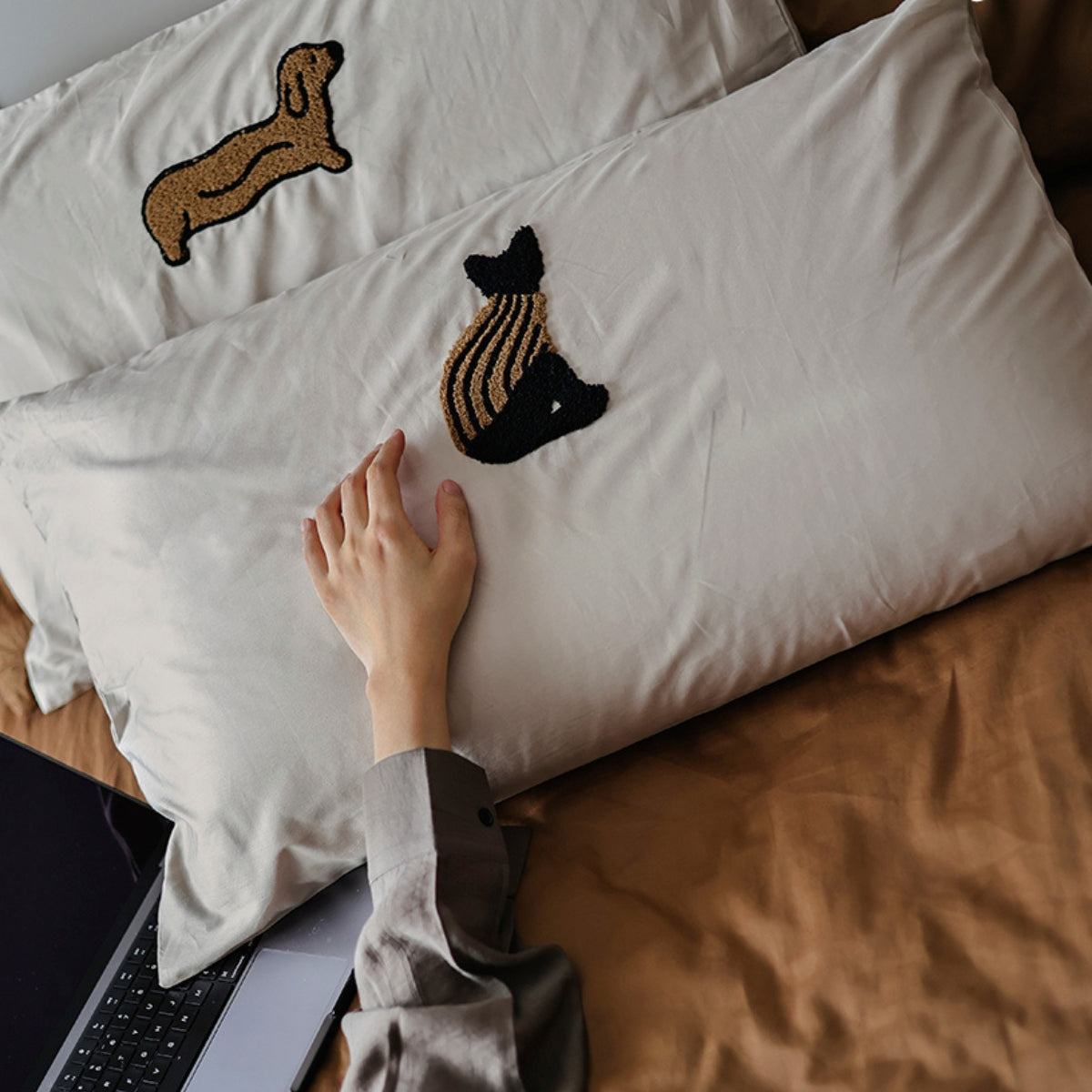 Animal Embroidered Pillowcase
