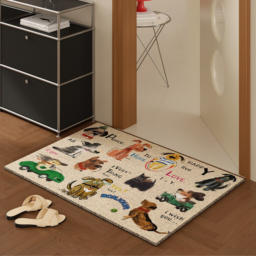 ドッグスケッチドアマット アイボリー