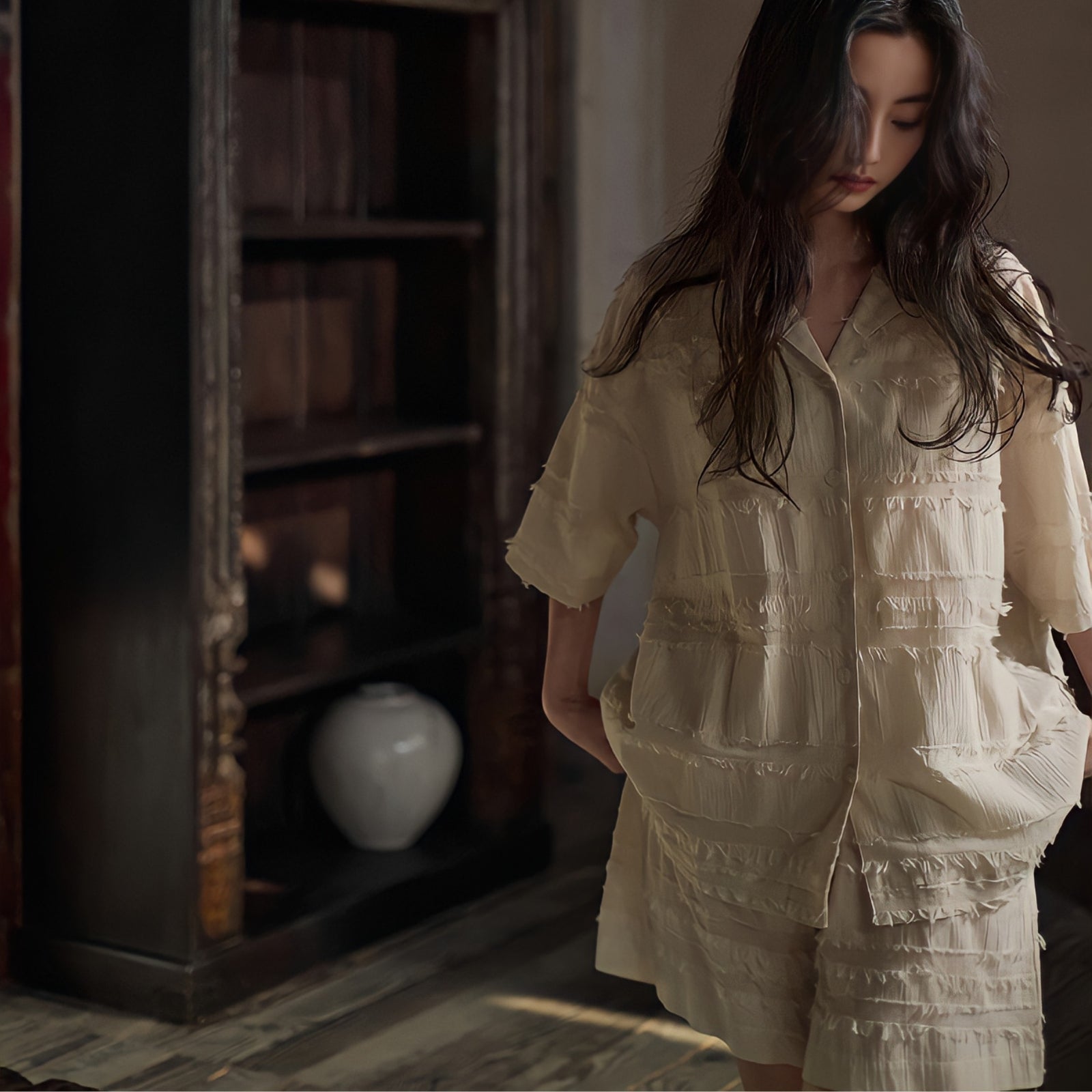 Fringe design cotton summer pajamas