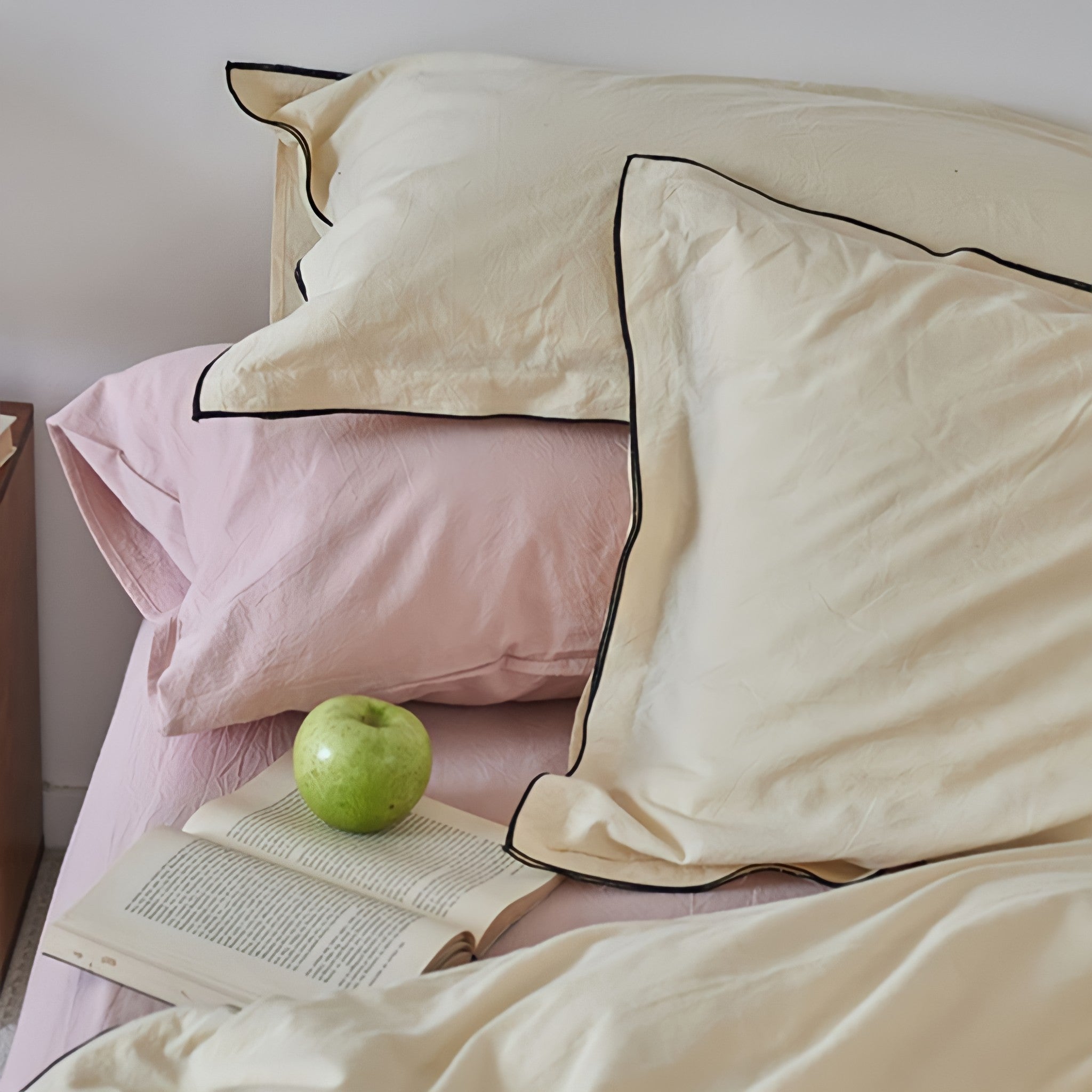 パイピングウォッシュドコットン寝具セット 