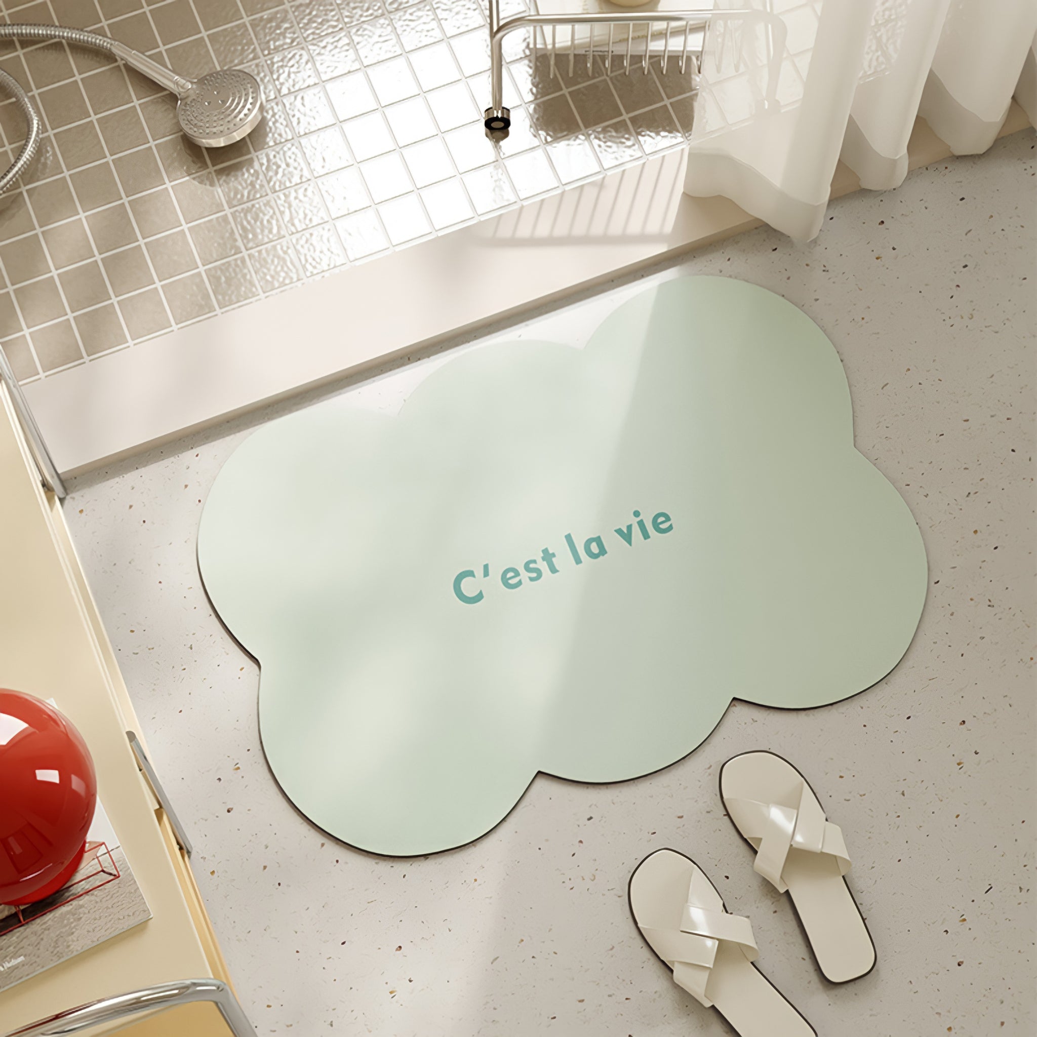 Scallop Macaron Color Bath Mat