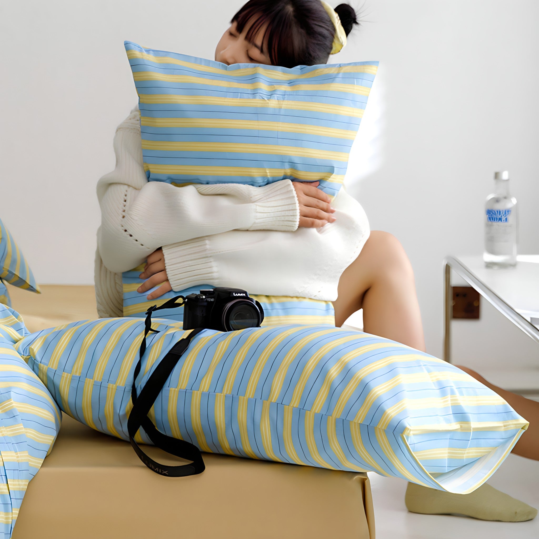 イエローブルーストライプコットン寝具セット – kocol