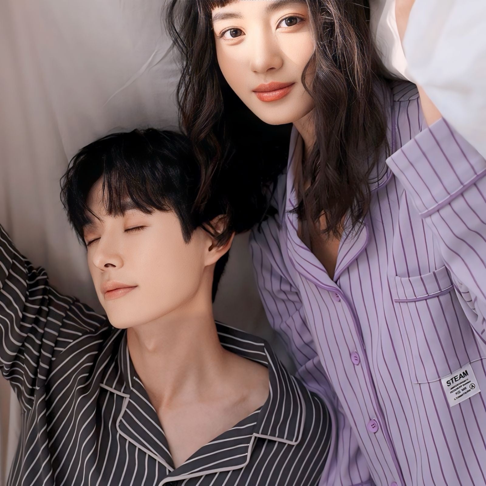 コットン長袖ストライプカップルパジャマ kocol