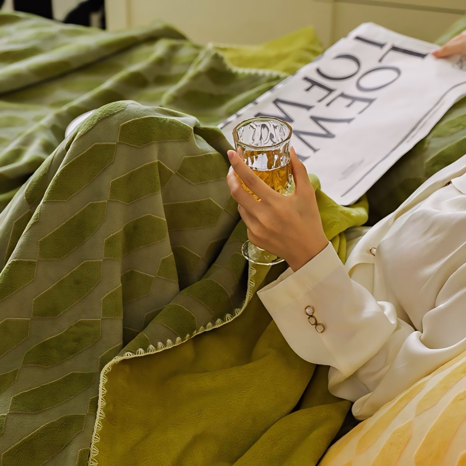 立体柄カラフルフリースブランケット 