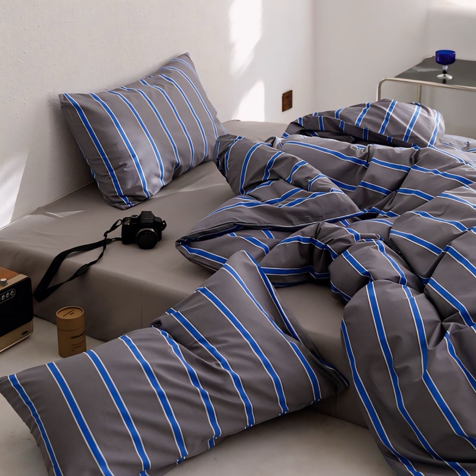 グレーブルーストライプ寝具セット kocol