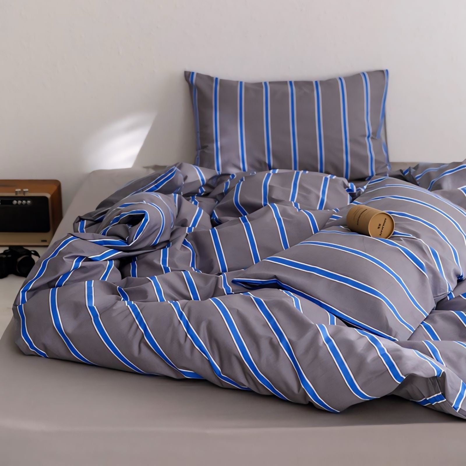 グレーブルーストライプ寝具セット kocol