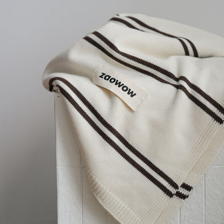 Brown Stripe Knit Blanket