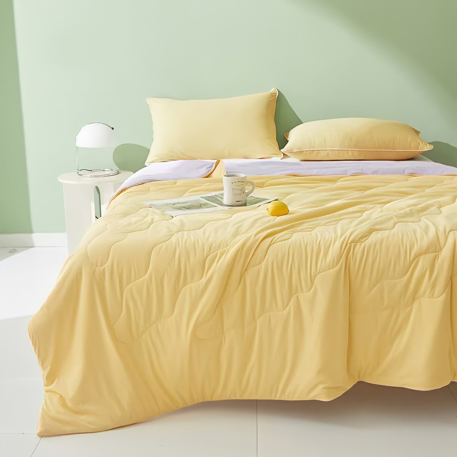Soft color antibacterial cooling blanket Yellow purple