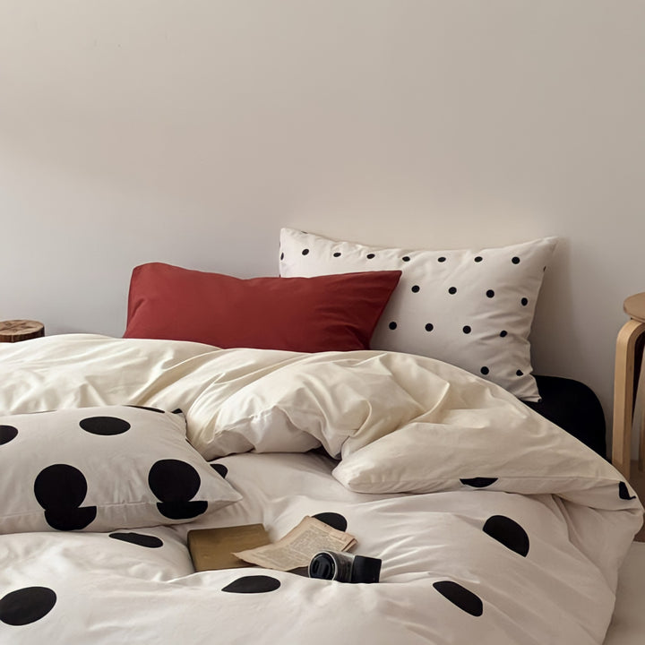Random Dot Pure Cotton Bedding Set - Black