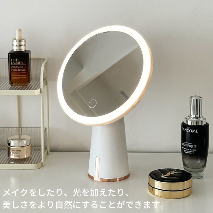 LED 化粧鏡ライト付きテーブルミラー / Table mirror with LED mirror light - kocol