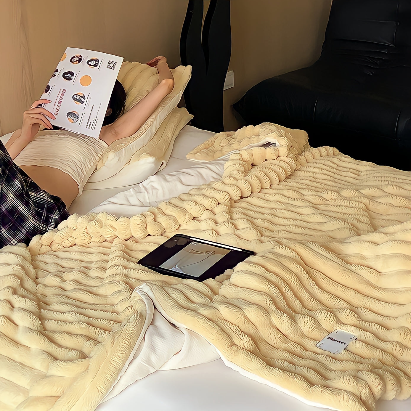 Colorful Fluffy Blanket "Yellow"