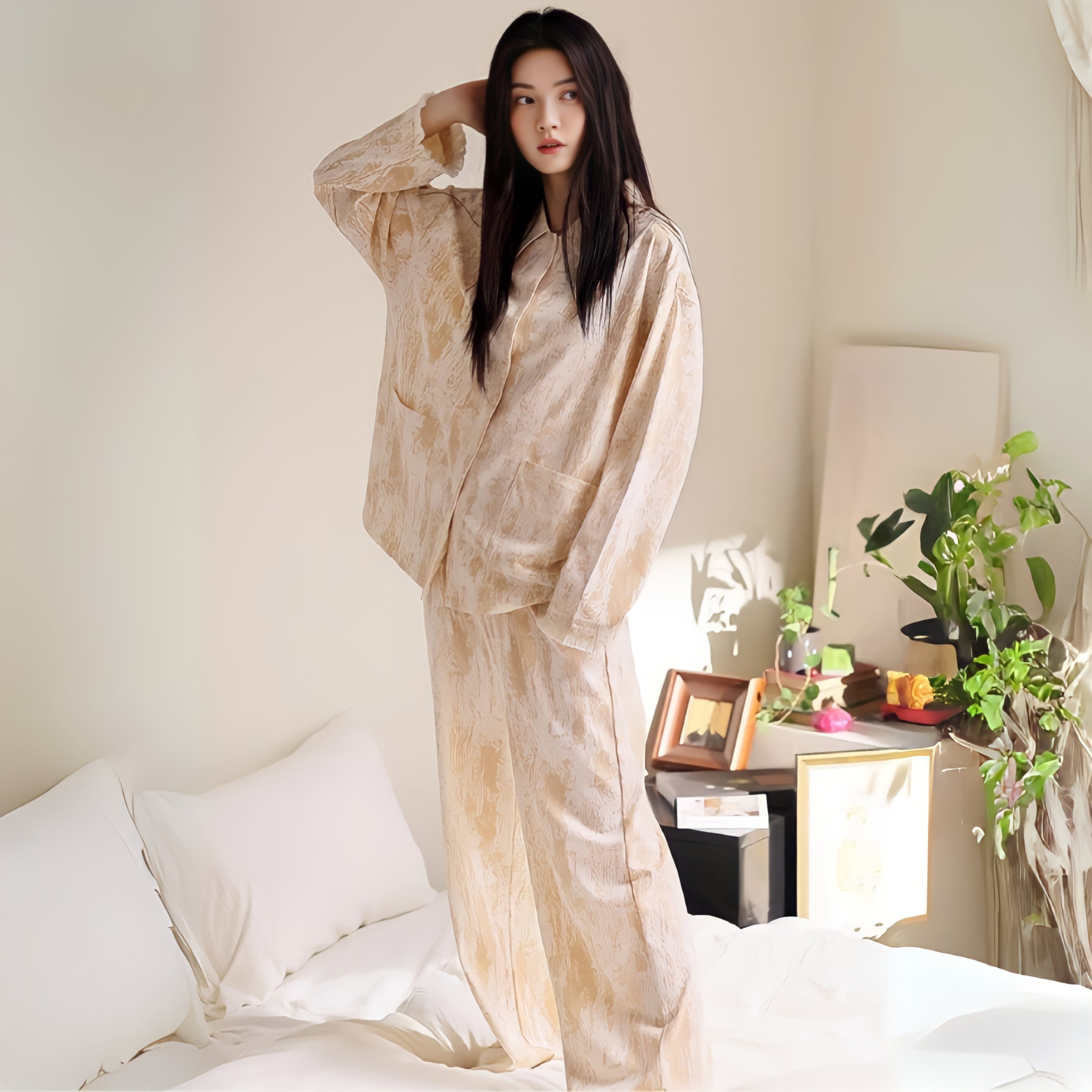 Soft cotton apricot pajamas